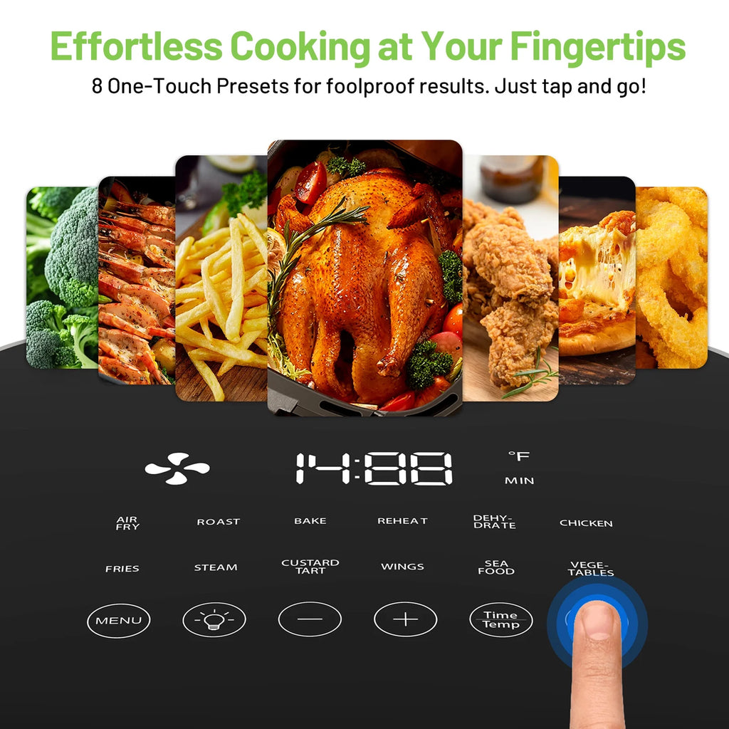 6 QT Air Fryer with 12-in-1 Functions, 95% Less Oil Healthy Cooker for Family Size, Touch AirFryer, Roast, Reheat, Dehydrate, Steam, Nonstick & Dishwasher Safe Basket, Gray