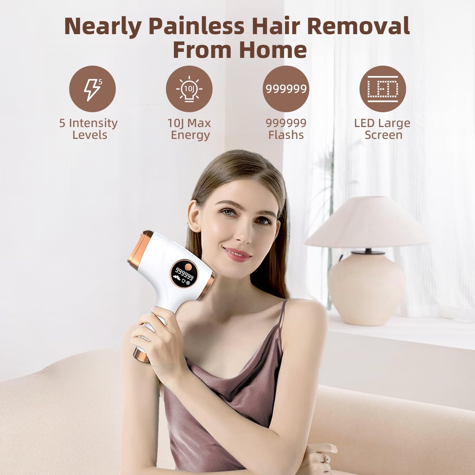 Laser Hair Removal for Women & Men, 999,999 Flashes Hair Remover Device for Armpits Legs Arms Bikini Line, White