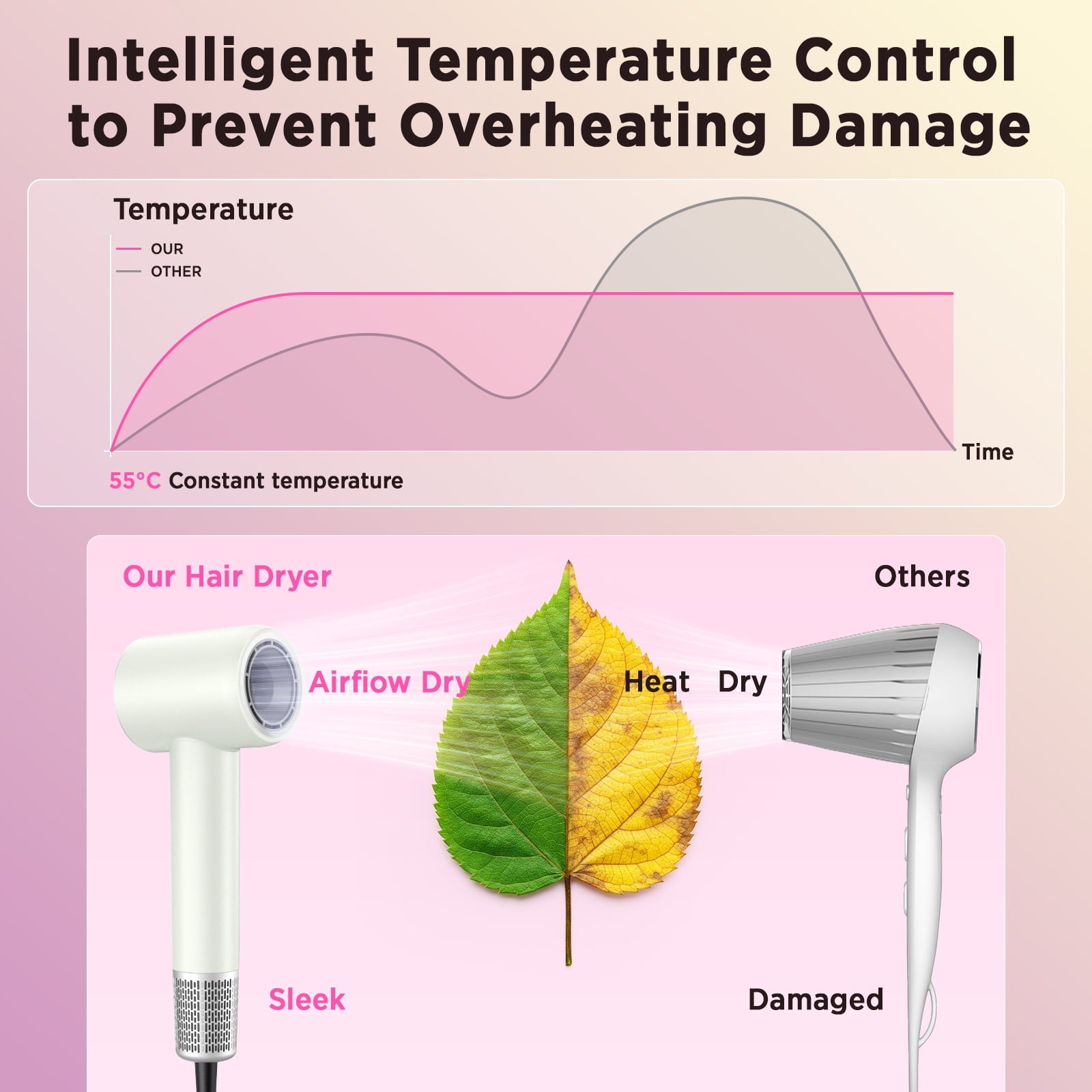 Hair Dryer, 110,000 RPM High Speed Ionic Blow Dryer for Hair Care Fast Drying Gift for Women Men