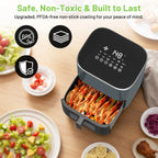 6 QT Air Fryer with 12-in-1 Functions, 95% Less Oil Healthy Cooker for Family Size, Touch AirFryer, Roast, Reheat, Dehydrate, Steam, Nonstick & Dishwasher Safe Basket, Gray