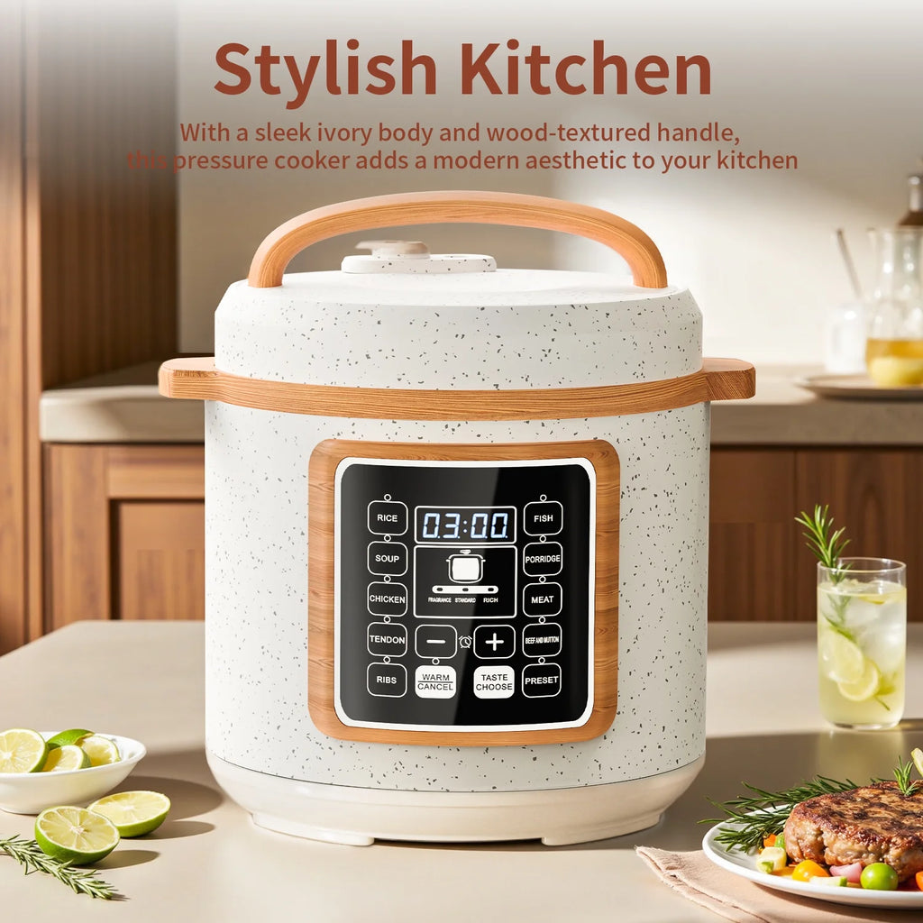 6 Quart Electric Pressure Cooker, 9-in-1 Stainless Steel Multi Cooker Pot, Rice Cooker, Slow Cooker, Food Pressure Cooker with Safety Lock, Auto Release, Delay Timer, Intelligent Presets