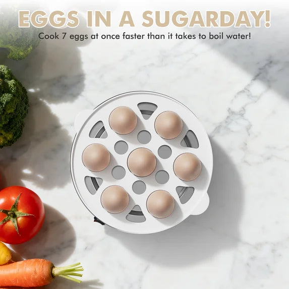 Egg Cooker with Auto Off Rapid Egg Boiler Electric 14 Egg Capacity Hard Boiled Egg Cooker Microwave White