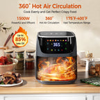 8QT Air Fryer with 8 Food Preset, LED Digital Touch Screen, Roast, Reheat, Dehydrate, Bake, Steam, 360¡ã Hot Air, 85% Less Oil Healthy Cooker for Family Size