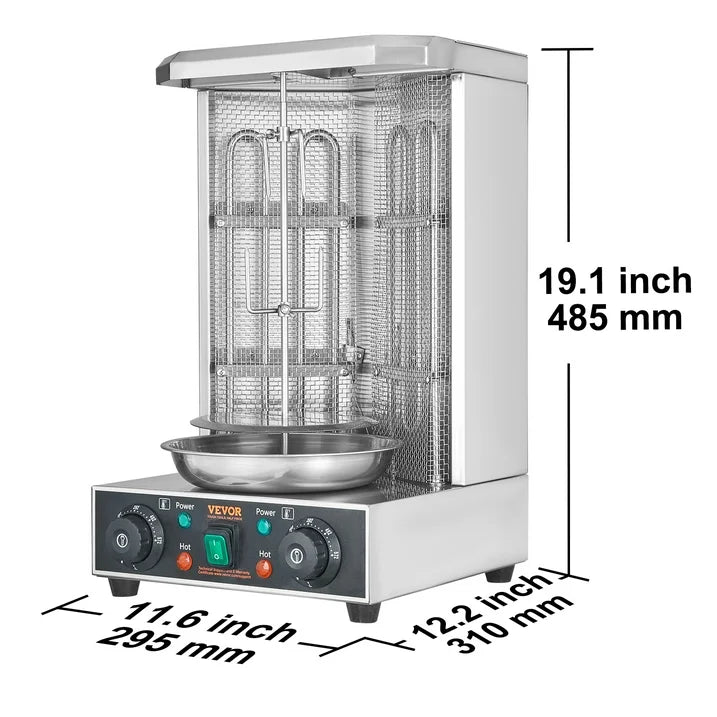Shawarma Grill Machine, 13lbs Capacity, Chicken Cooker Machine with 2 Burners, 122¨H-572¨H Electric Vertical Broiler for Home/Commercial