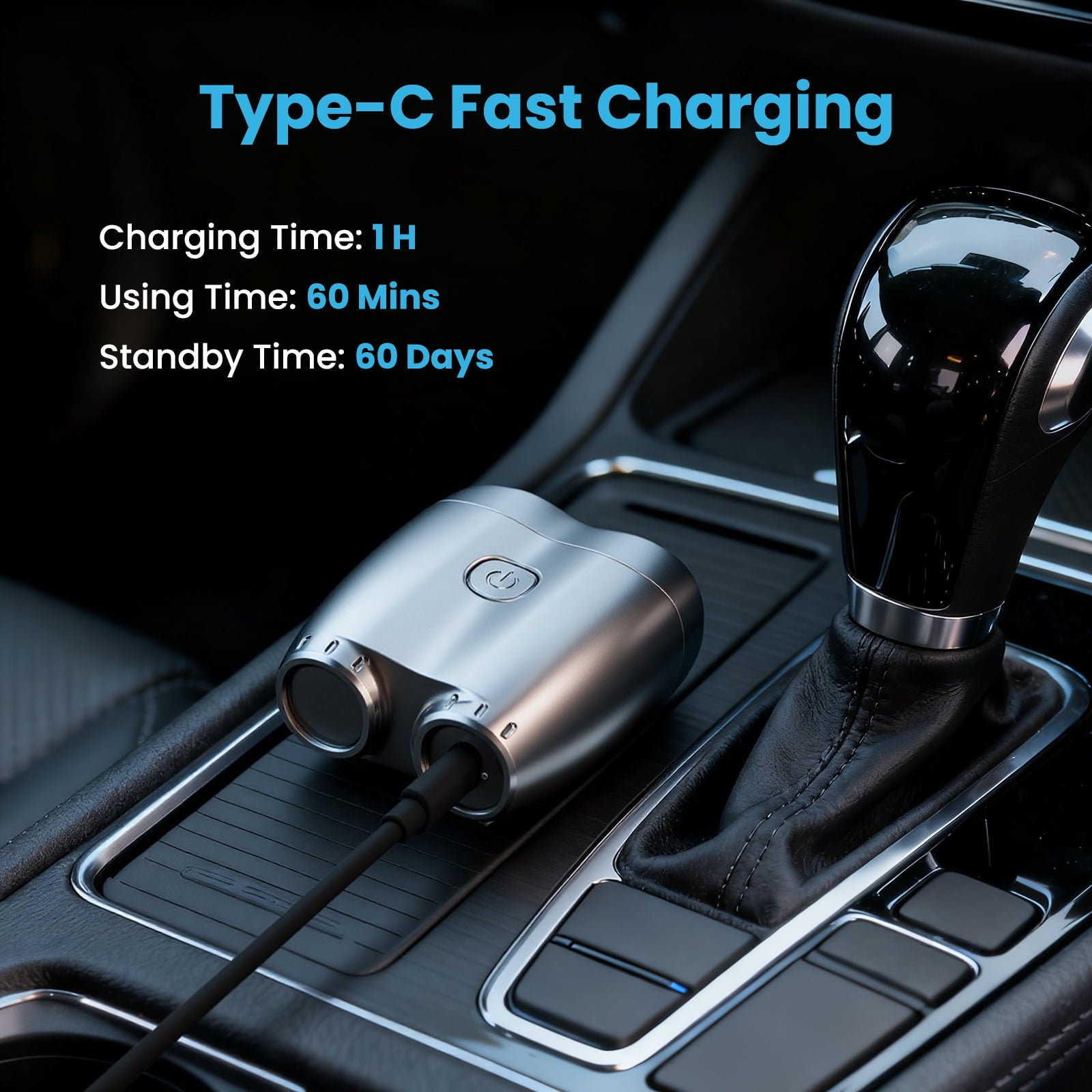 Electric Razor for Men: Portable Mini Shaver with Double Ring Floating Blade, IPX7 Waterproof Face Shavers with USB-C Fast Charge, Silver