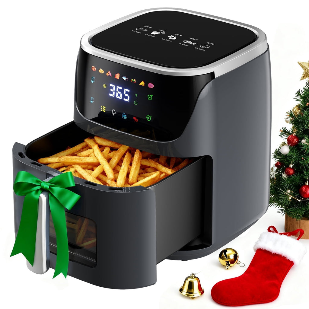 8QT Air Fryer with 8 Food Preset, LED Digital Touch Screen, Roast, Reheat, Dehydrate, Bake, Steam, 360¡ã Hot Air, 85% Less Oil Healthy Cooker for Family Size