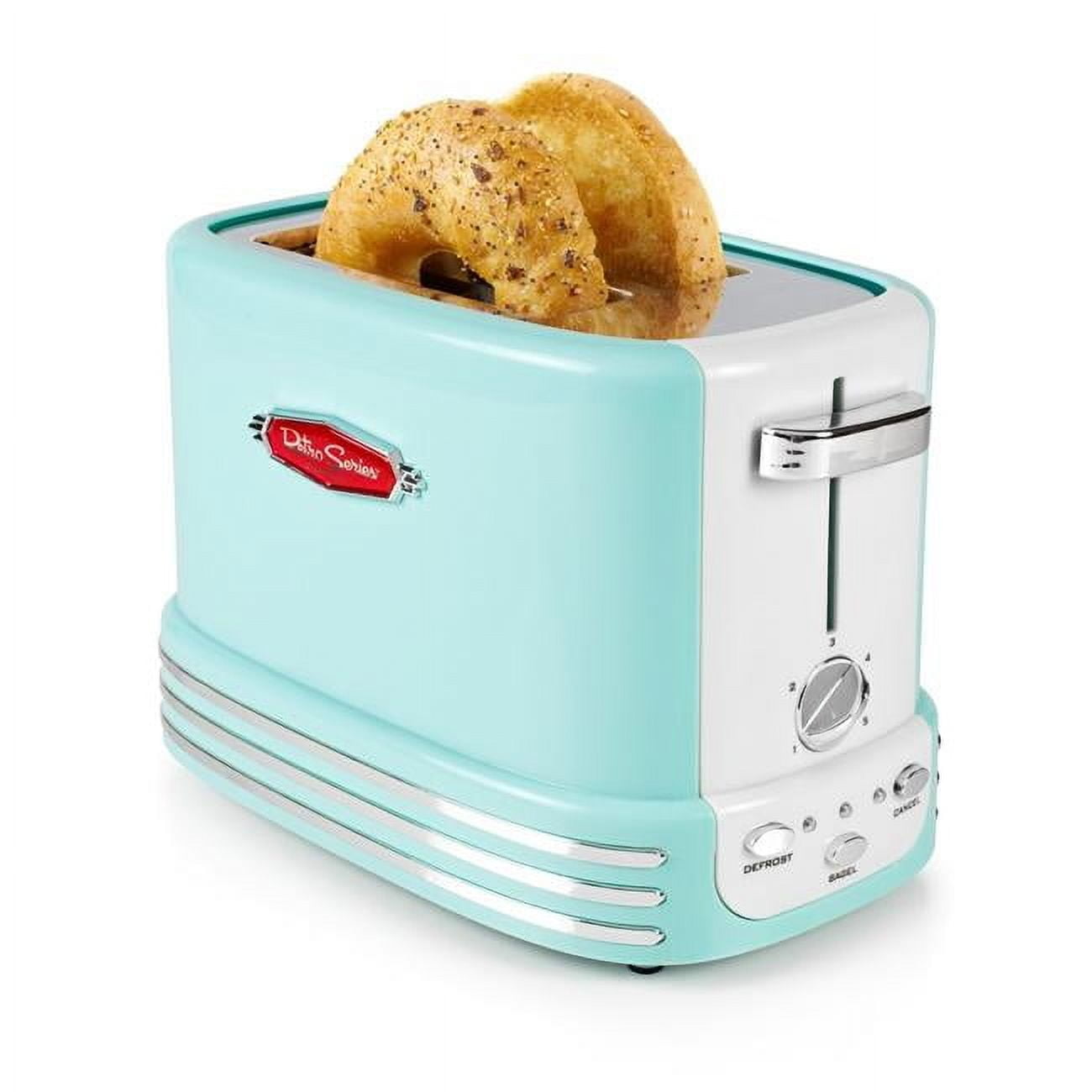 Retro Toaster 2 Slice Vintage Toaster Oven for Bagels & Thick Bread, Aqua