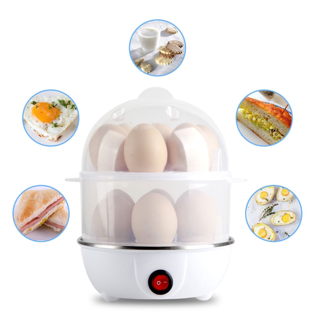 Egg Cooker with Auto Off Rapid Egg Boiler Electric 14 Egg Capacity Hard Boiled Egg Cooker Microwave White