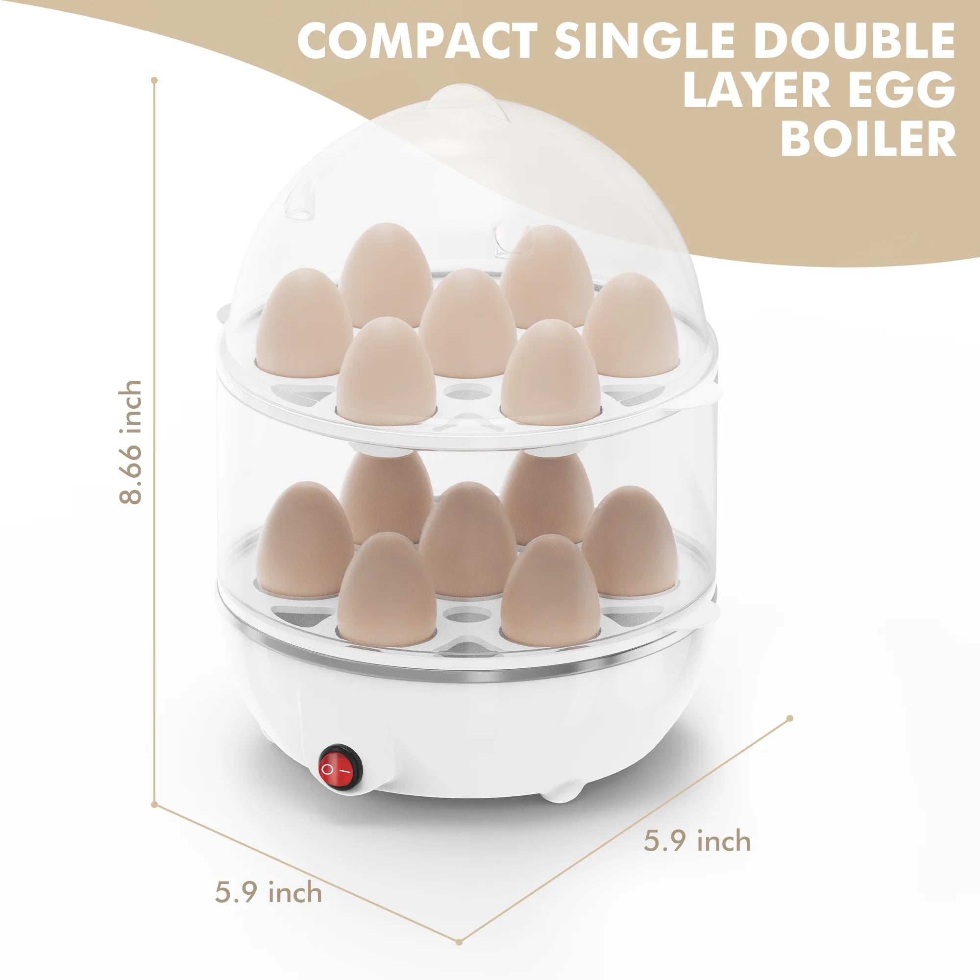 Egg Cooker with Auto Off Rapid Egg Boiler Electric 14 Egg Capacity Hard Boiled Egg Cooker Microwave White