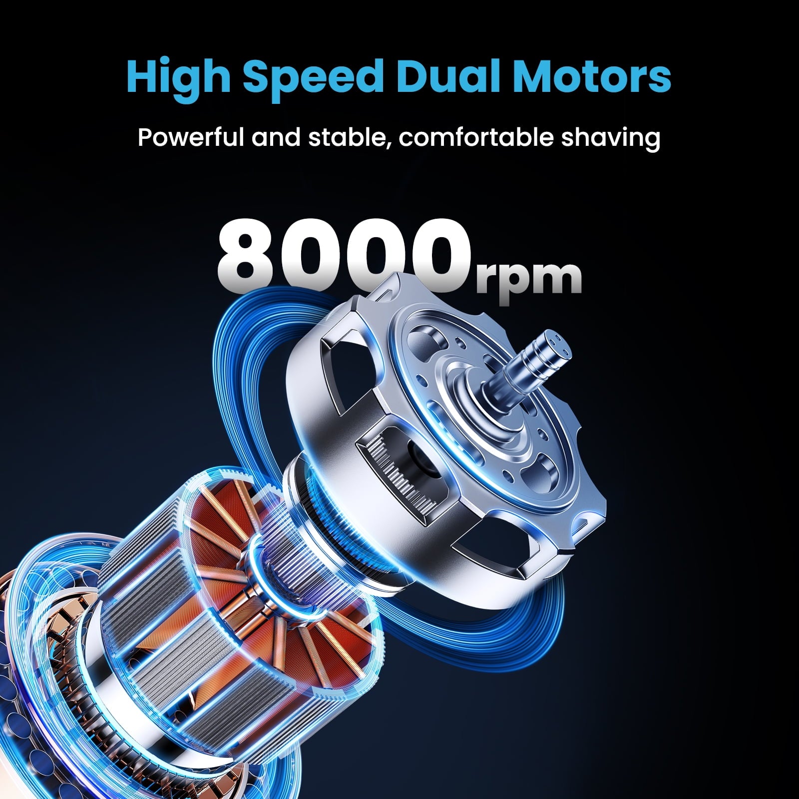 Electric Razor for Men: Portable Mini Shaver with Double Ring Floating Blade, IPX7 Waterproof Face Shavers with USB-C Fast Charge, Silver