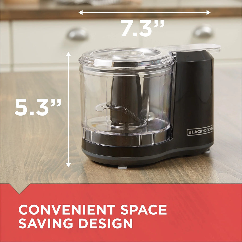 1.5-Cup Electric Food Chopper, One Touch Pulse, 150W Motor, Mini Food Processor, Stay-Sharp Blade, Dishwasher Safe，BLACK+DECKER
